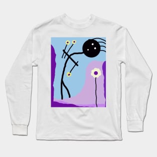 Kid Holding Flowers Stick Figure Long Sleeve T-Shirt